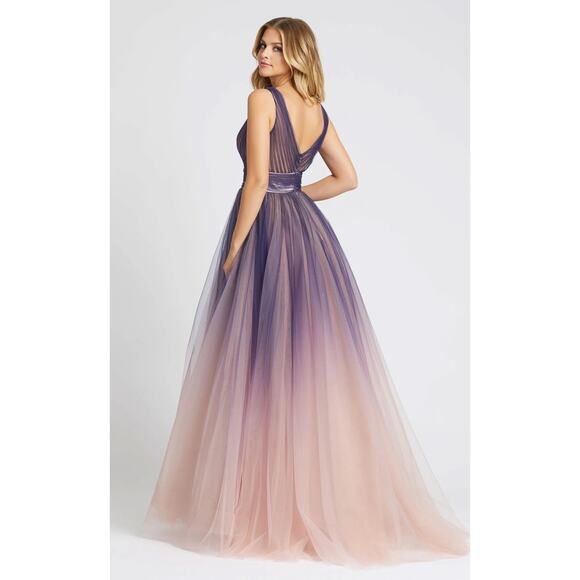 Mac Duggal 20221 Purple Sleeveless Ombre Tulle Formal Ball Gown Size 8 NWT - Picture 2 of 7